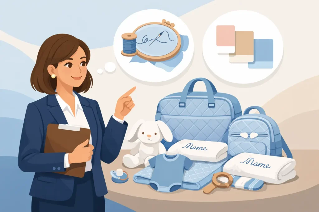 Como escolher um kit maternidade com nome bordado