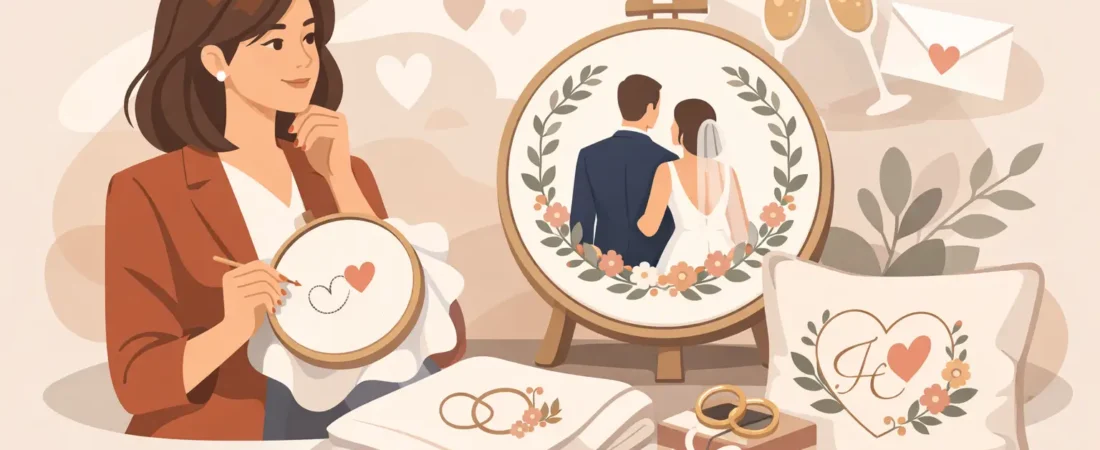 Presente personalizado para casamento bordado