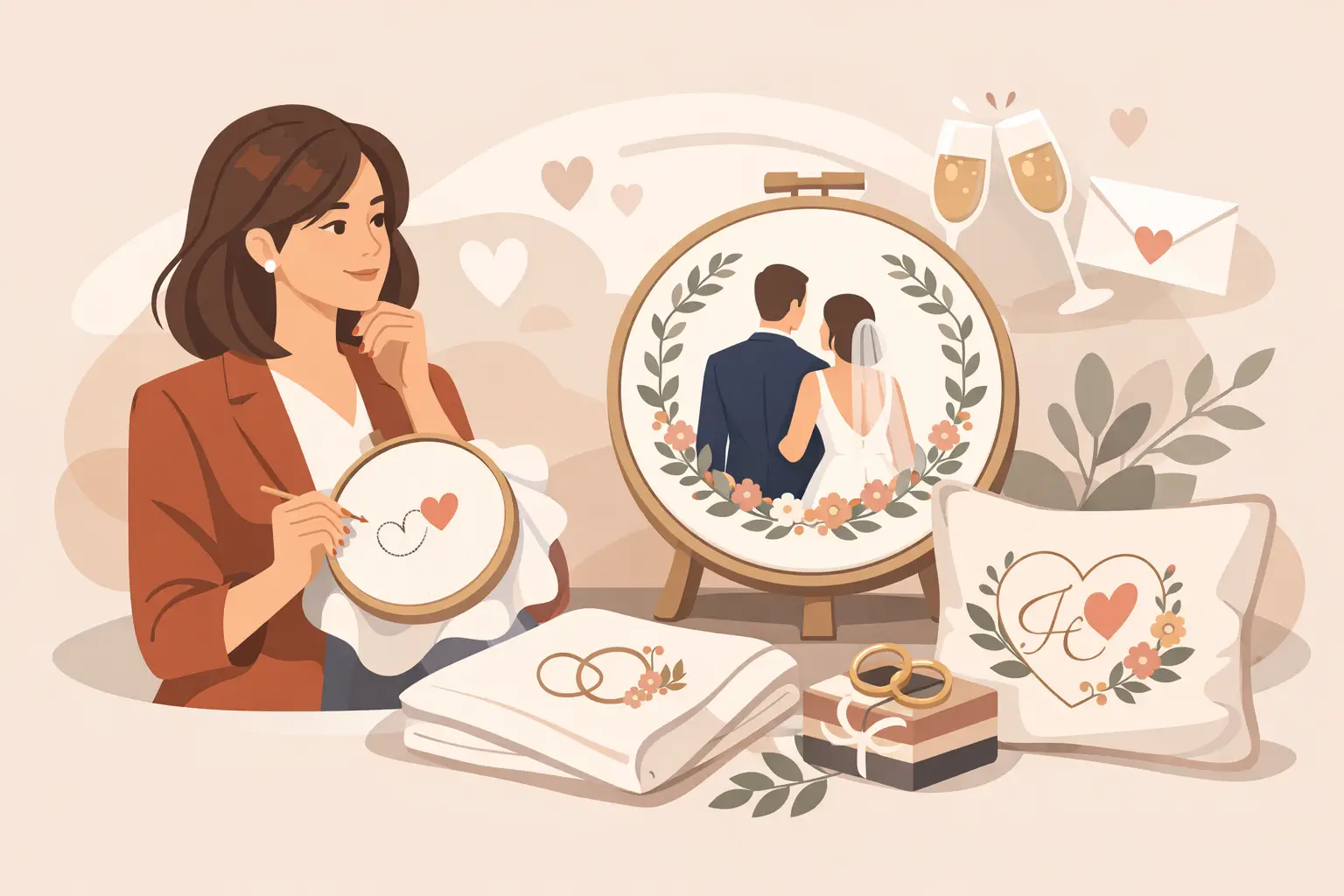 Presente personalizado para casamento bordado